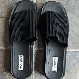Steve Madden Black Slide Sandals